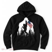 Bigfoot Rock On Hold American Flag Sasquatch Believers Hoodie thumb 0