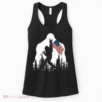 Bigfoot Rock On Hold American Flag Sasquatch Believers Women's Tank Top thumb 0