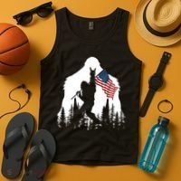 Bigfoot Rock On Hold American Flag Sasquatch Believers Tank Top thumb 4