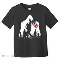 Bigfoot Rock On Hold American Flag Sasquatch Believers Toddler T-Shirt thumb 0