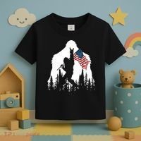 Bigfoot Rock On Hold American Flag Sasquatch Believers Toddler T-Shirt thumb 3