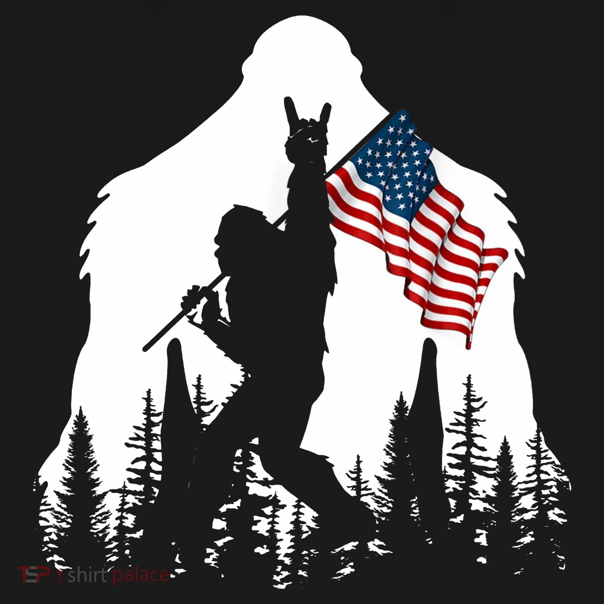 Bigfoot Rock On Hold American Flag Sasquatch Believers Visor