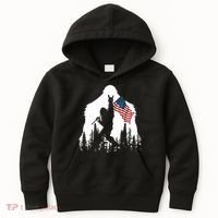 Bigfoot Rock On Hold American Flag Sasquatch Believers Kids Hoodie thumb 0