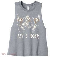 Bigfoot Rock On Funny Sasquatch Rock And Roll LetS Rock Women's Racerback Cropped Tank thumb 0