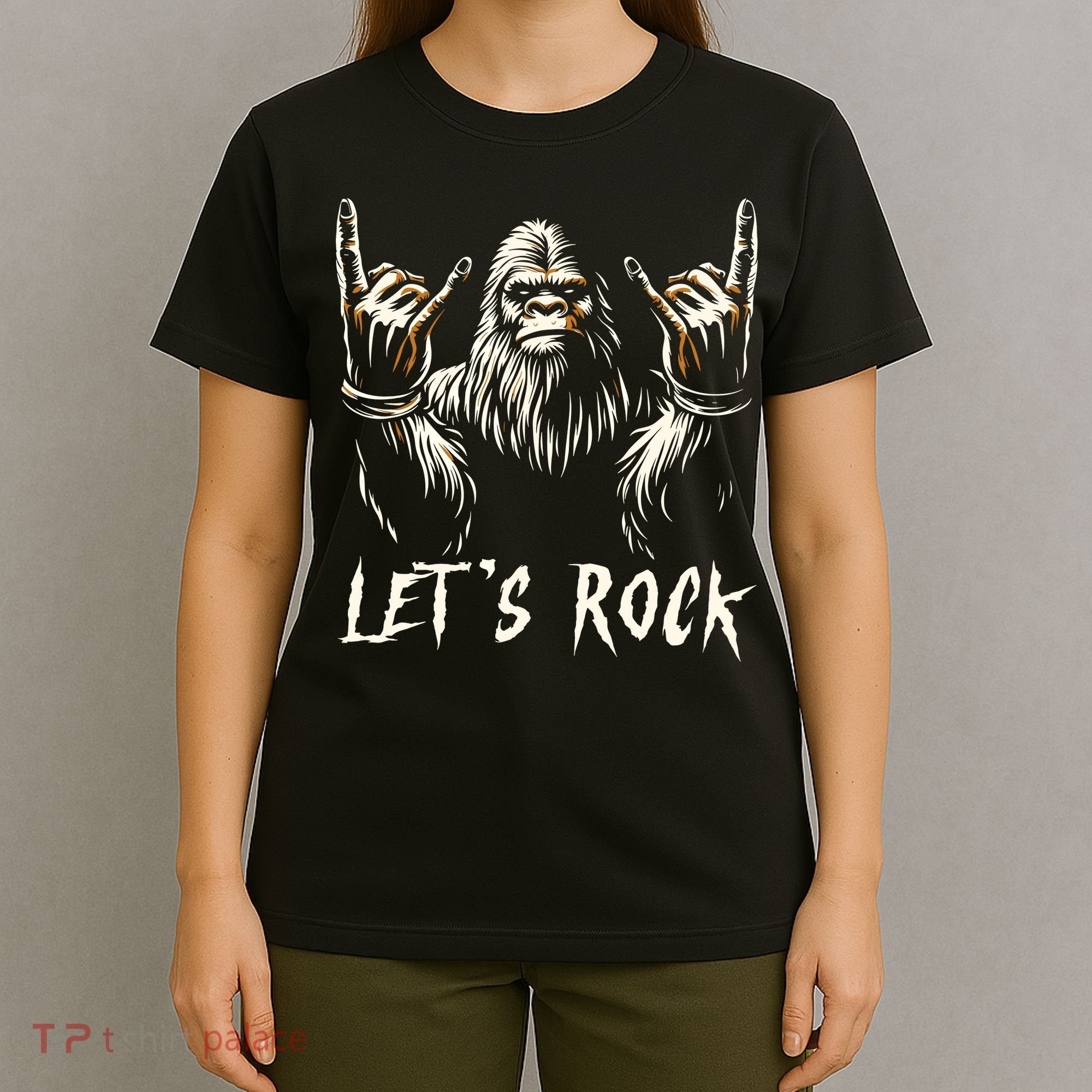 Bigfoot Rock On Funny Sasquatch Rock And Roll LetS Rock T-Shirt