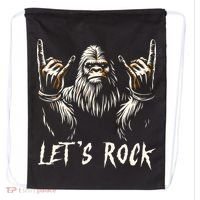 Bigfoot Rock On Funny Sasquatch Rock And Roll LetS Rock Drawstring Bag thumb 0