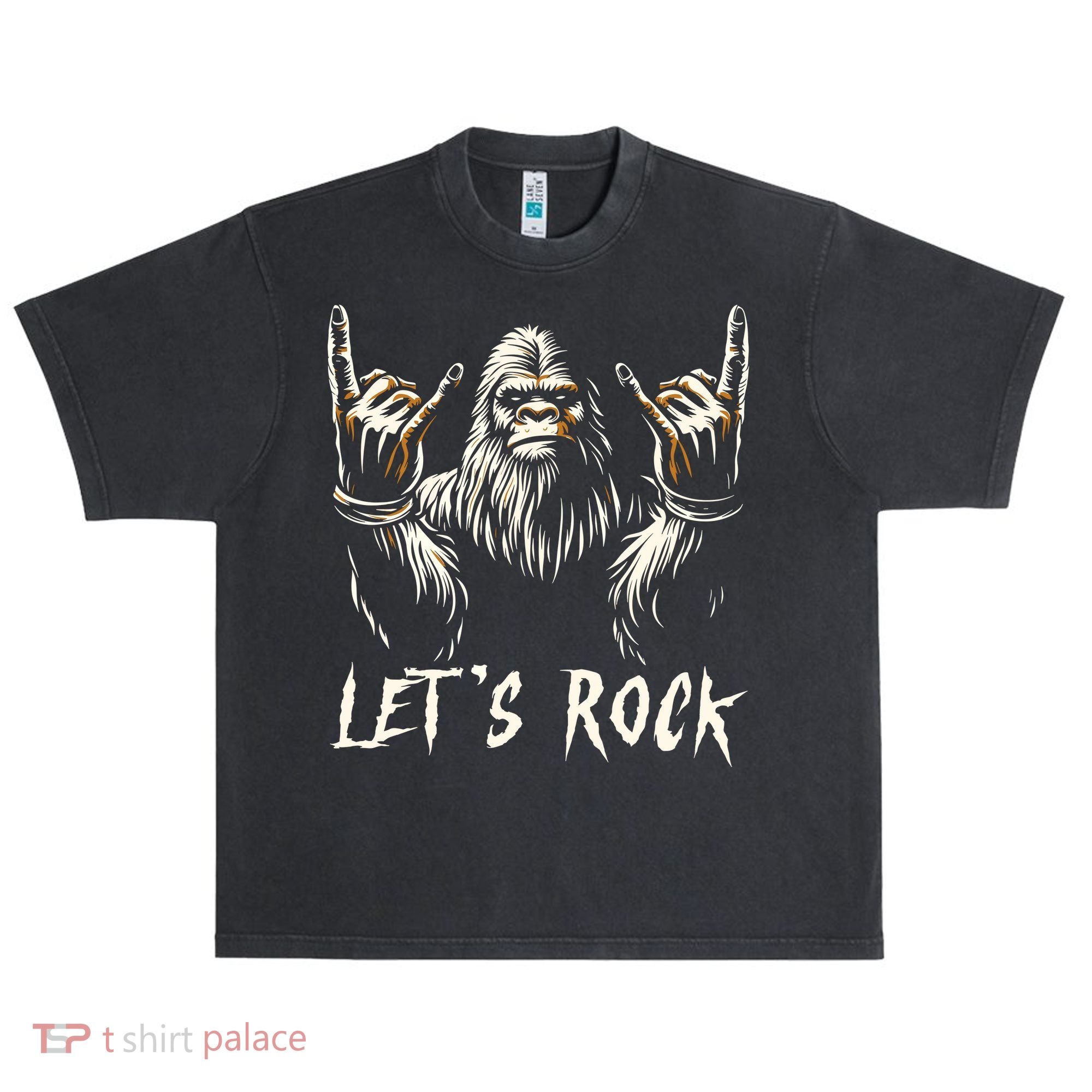 Bigfoot Rock On Funny Sasquatch Rock And Roll LetS Rock Urban Oversized Heavyweight T-Shirt