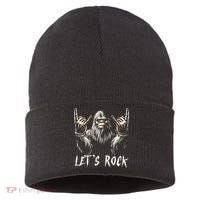 Bigfoot Rock On Funny Sasquatch Rock And Roll LetS Rock Sustainable Knit Beanie thumb 0