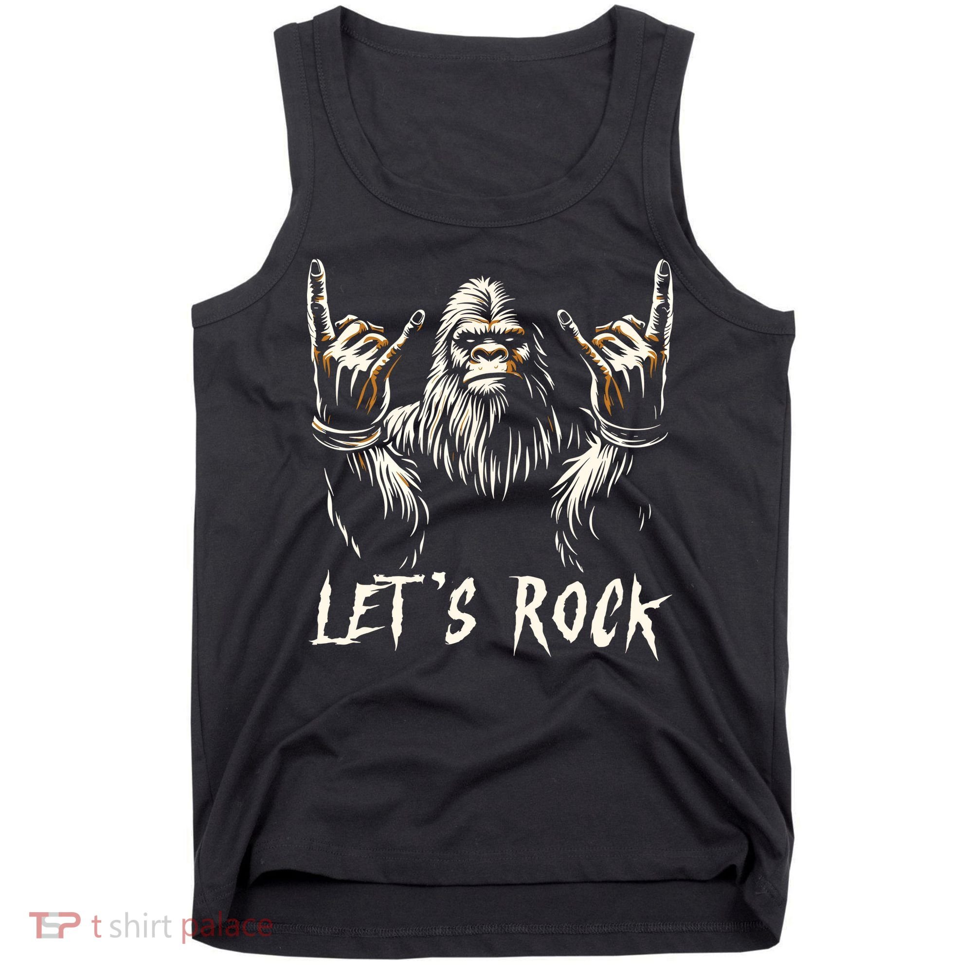 Bigfoot Rock On Funny Sasquatch Rock And Roll LetS Rock Tank Top