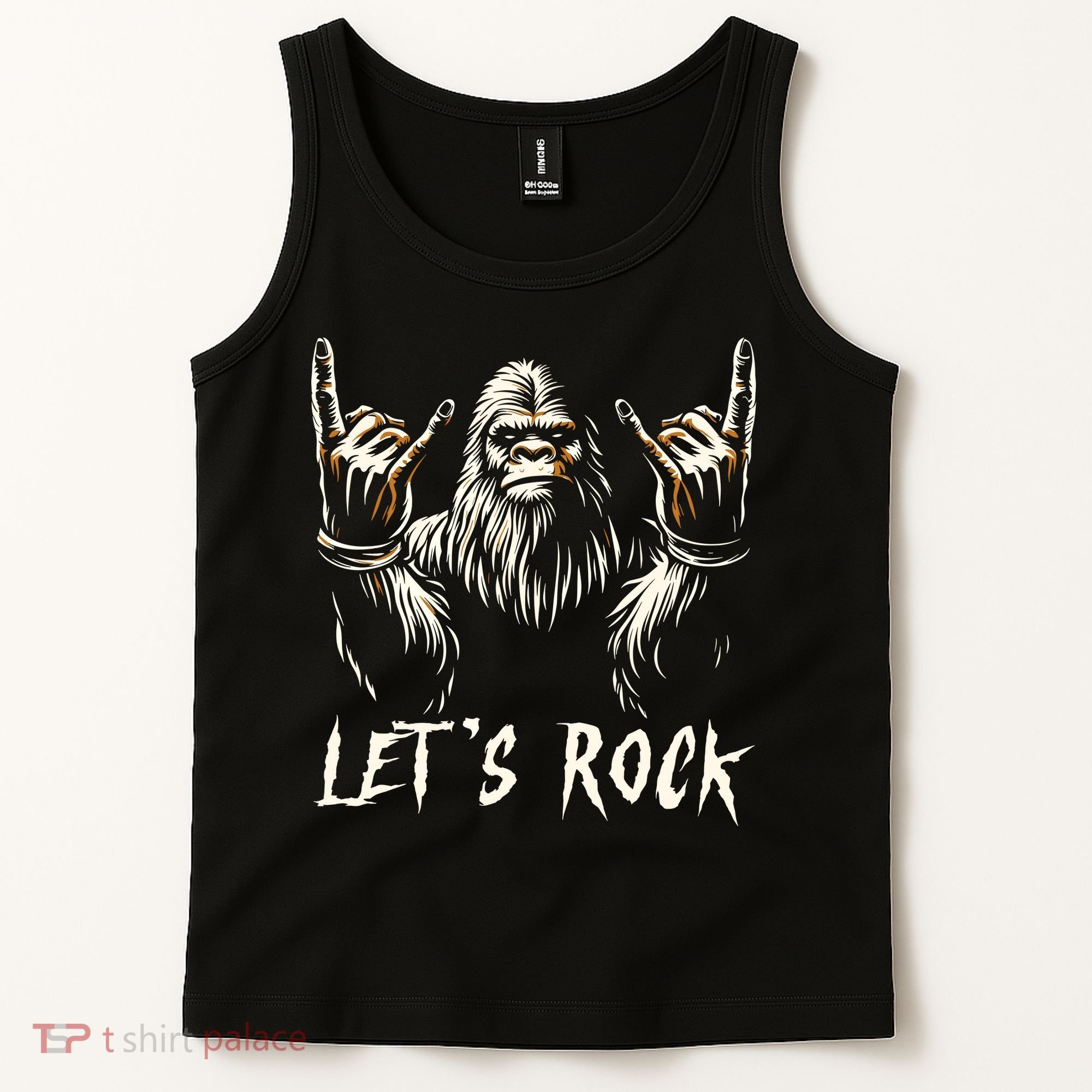 Bigfoot Rock On Funny Sasquatch Rock And Roll LetS Rock Tank Top