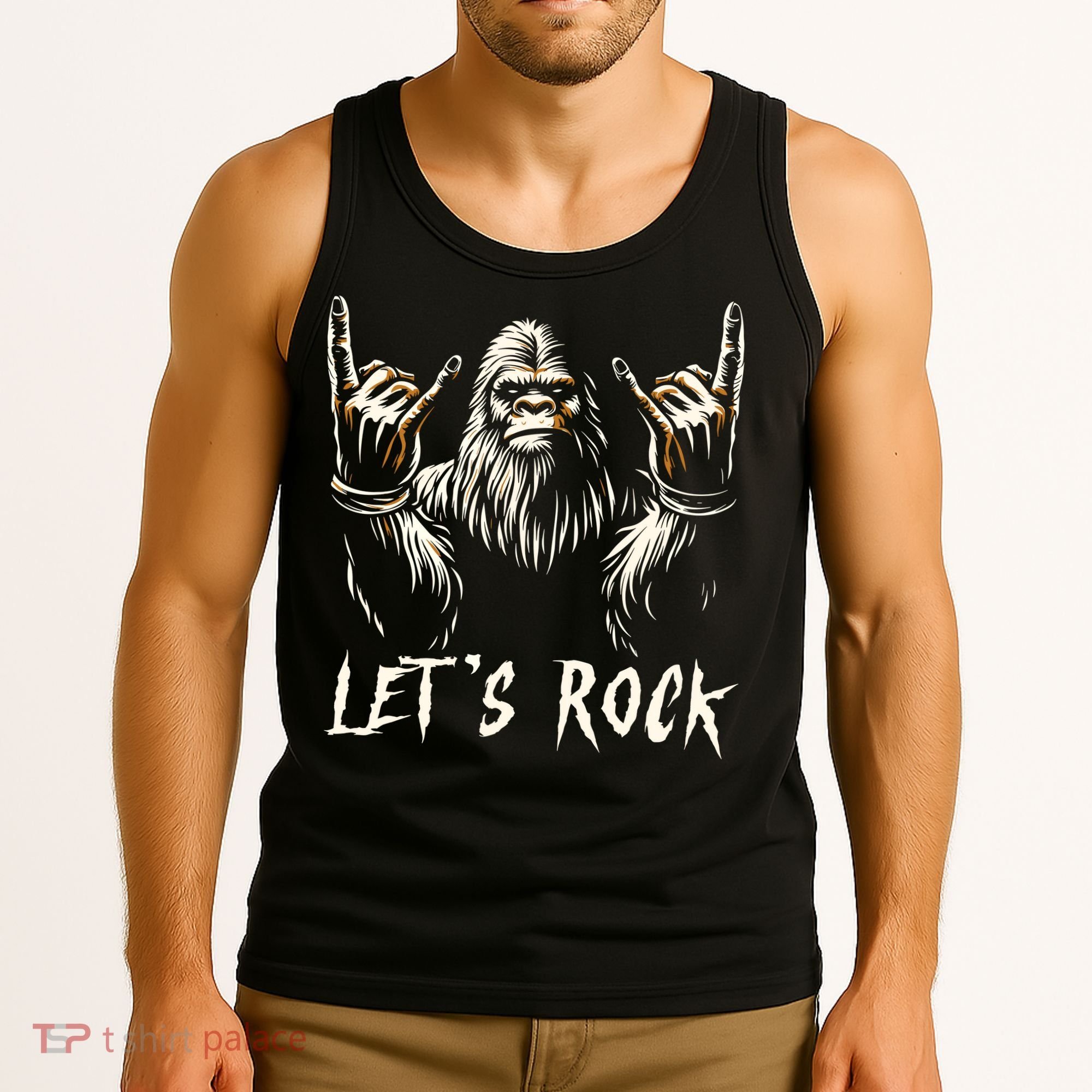 Bigfoot Rock On Funny Sasquatch Rock And Roll LetS Rock Tank Top