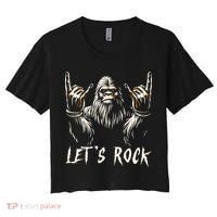 Bigfoot Rock On Funny Sasquatch Rock And Roll LetS Rock Women's Crop Top Tee thumb 0