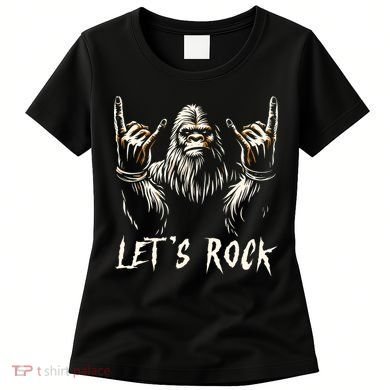 Bigfoot Rock On Funny Sasquatch Rock And Roll LetS Rock Women's T-Shirt