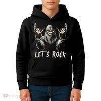 Bigfoot Rock On Funny Sasquatch Rock And Roll LetS Rock Kids Hoodie thumb 4