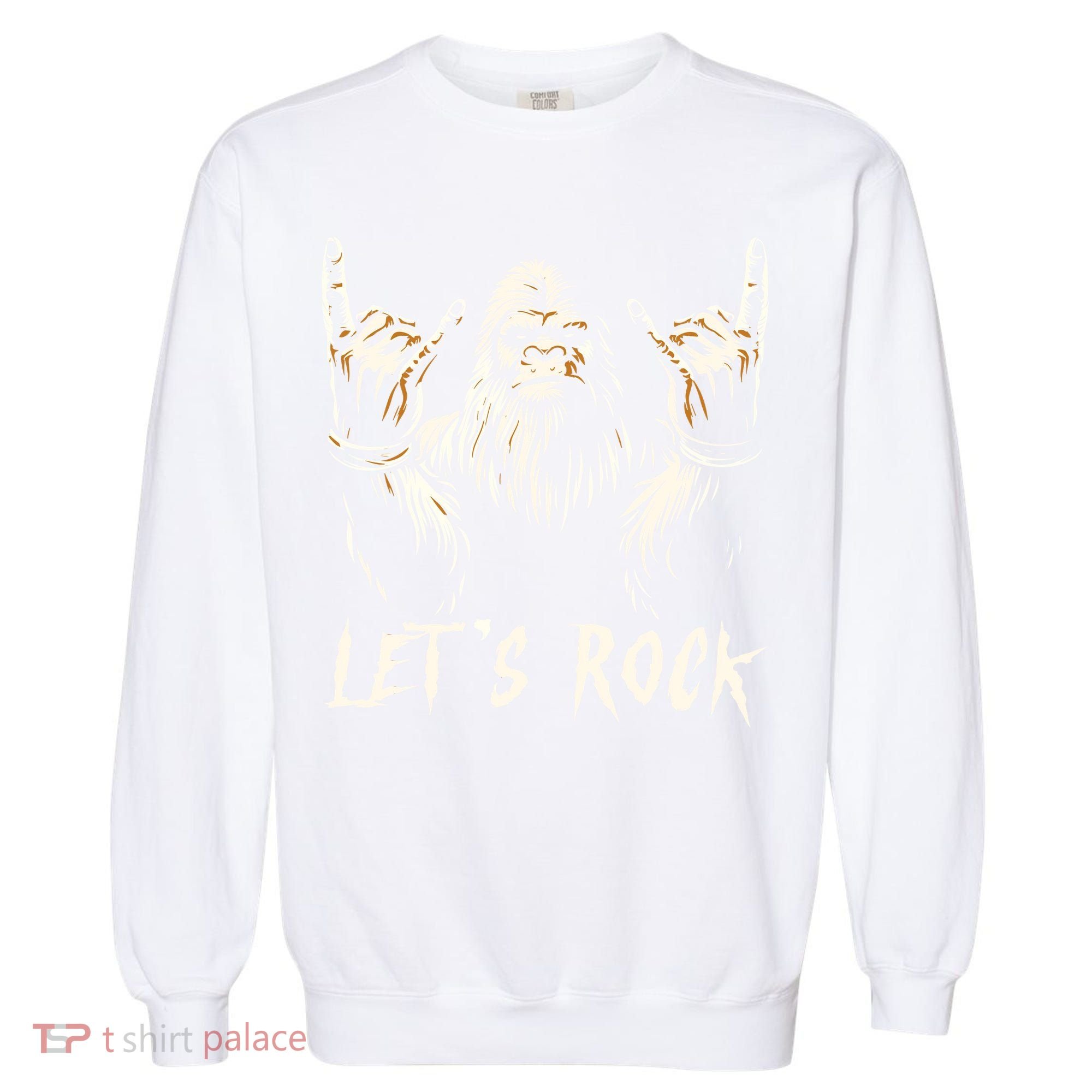 Bigfoot Rock On Funny Sasquatch Rock And Roll LetS Rock Garment-Dyed Sweatshirt