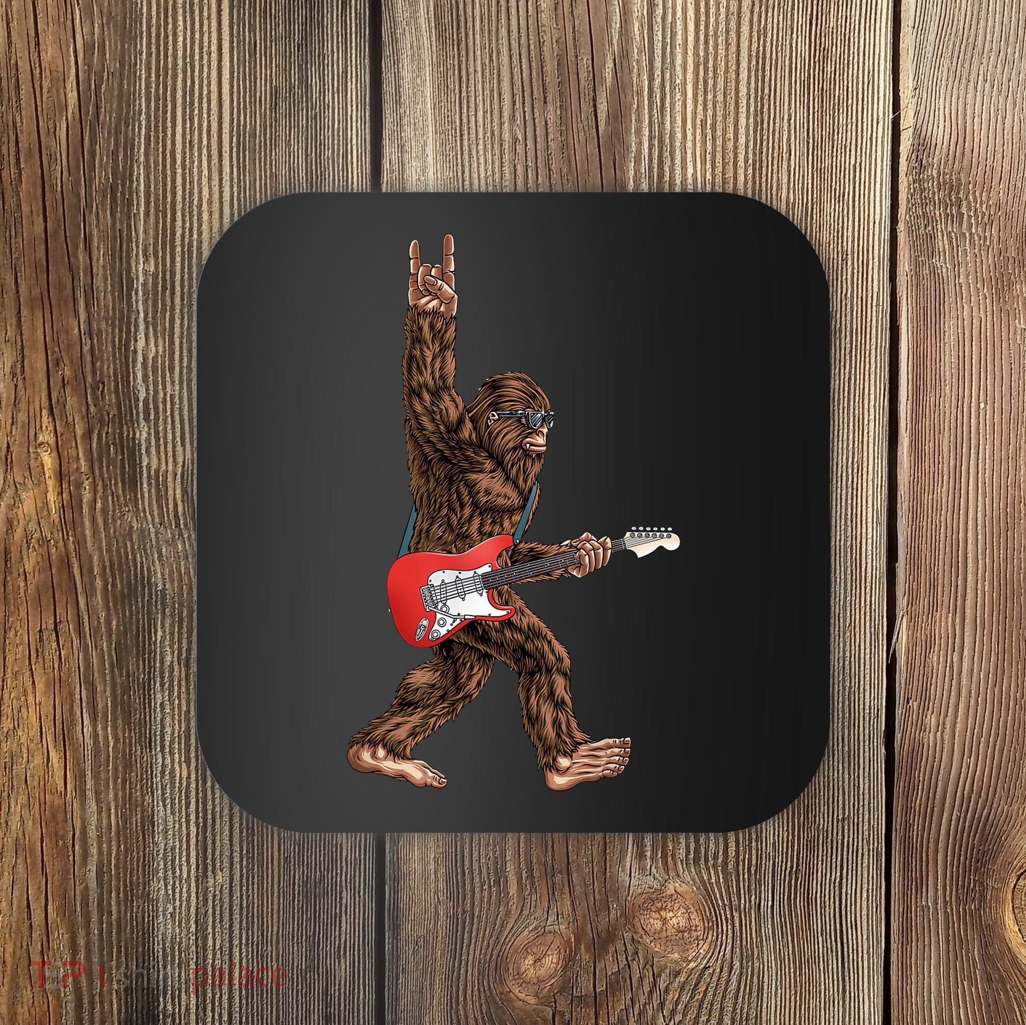 Bigfoot Rock On Guitar Coaster