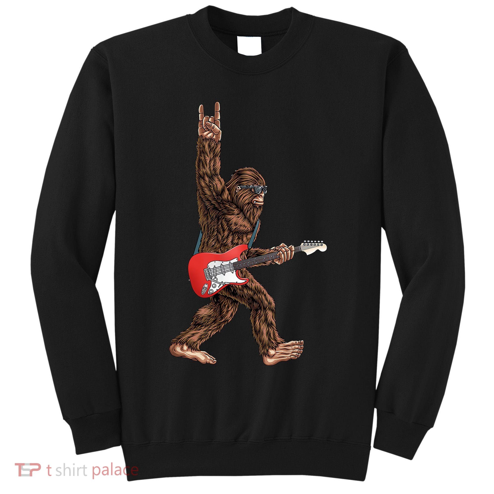 Bigfoot Rock On Guitar Tall Sweatshirt