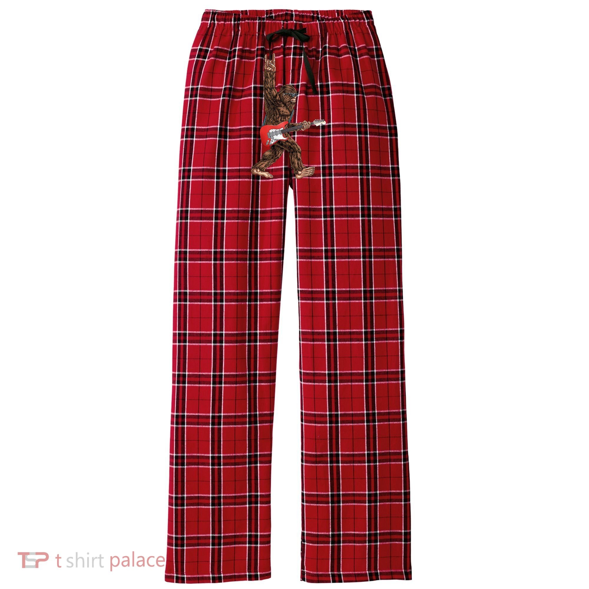 Bigfoot Rock On Guitar Women's Flannel Plaid Pajama Pants