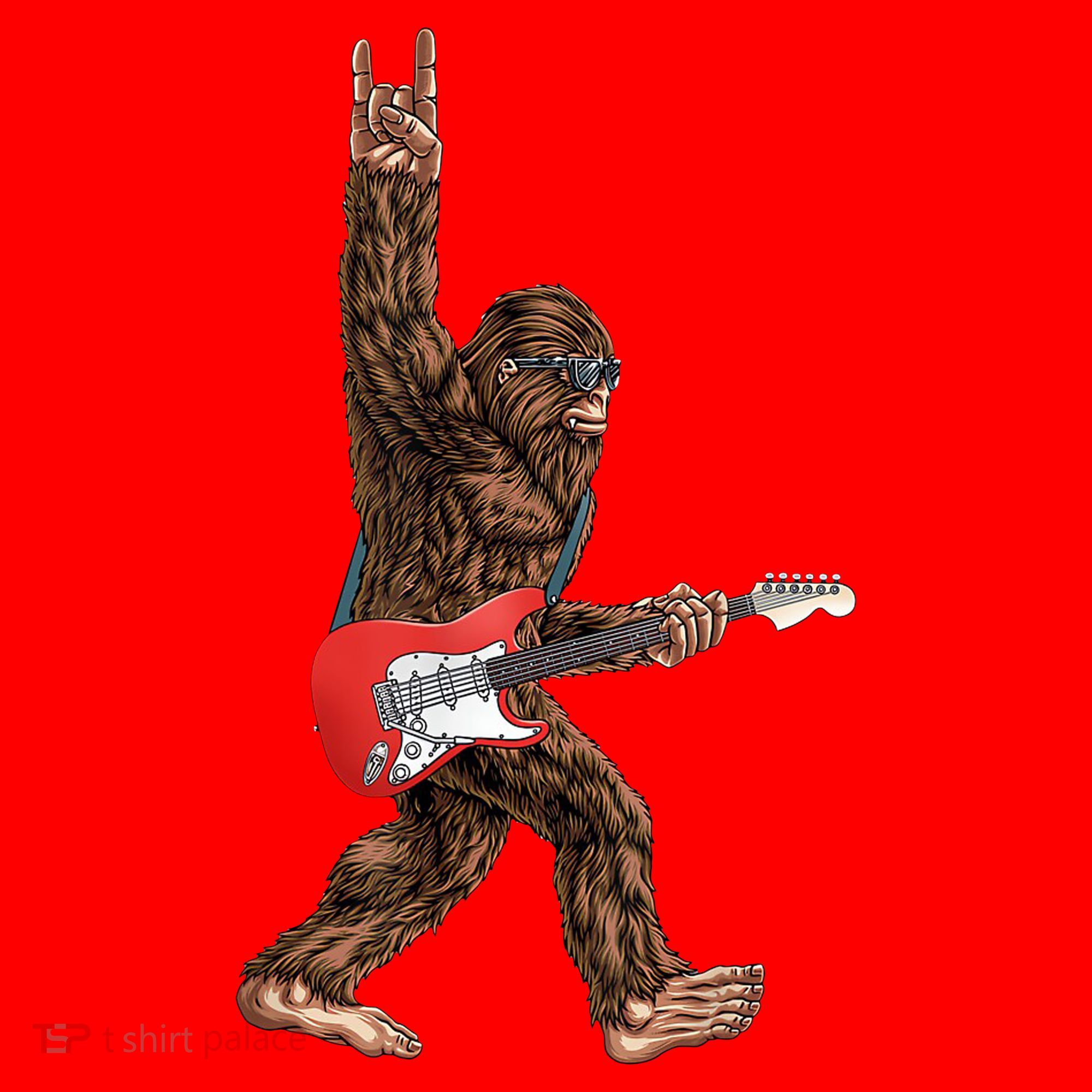 Bigfoot Rock On Guitar Santa Hat