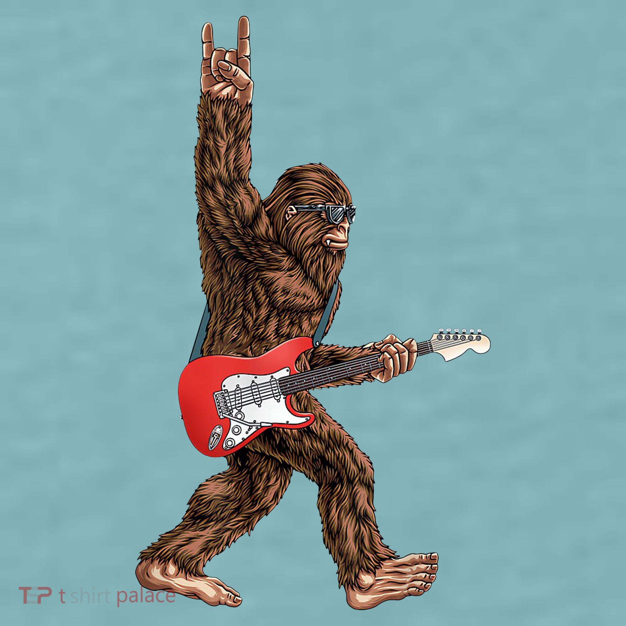 Bigfoot Rock On Guitar Sueded Cloud Jersey T-Shirt