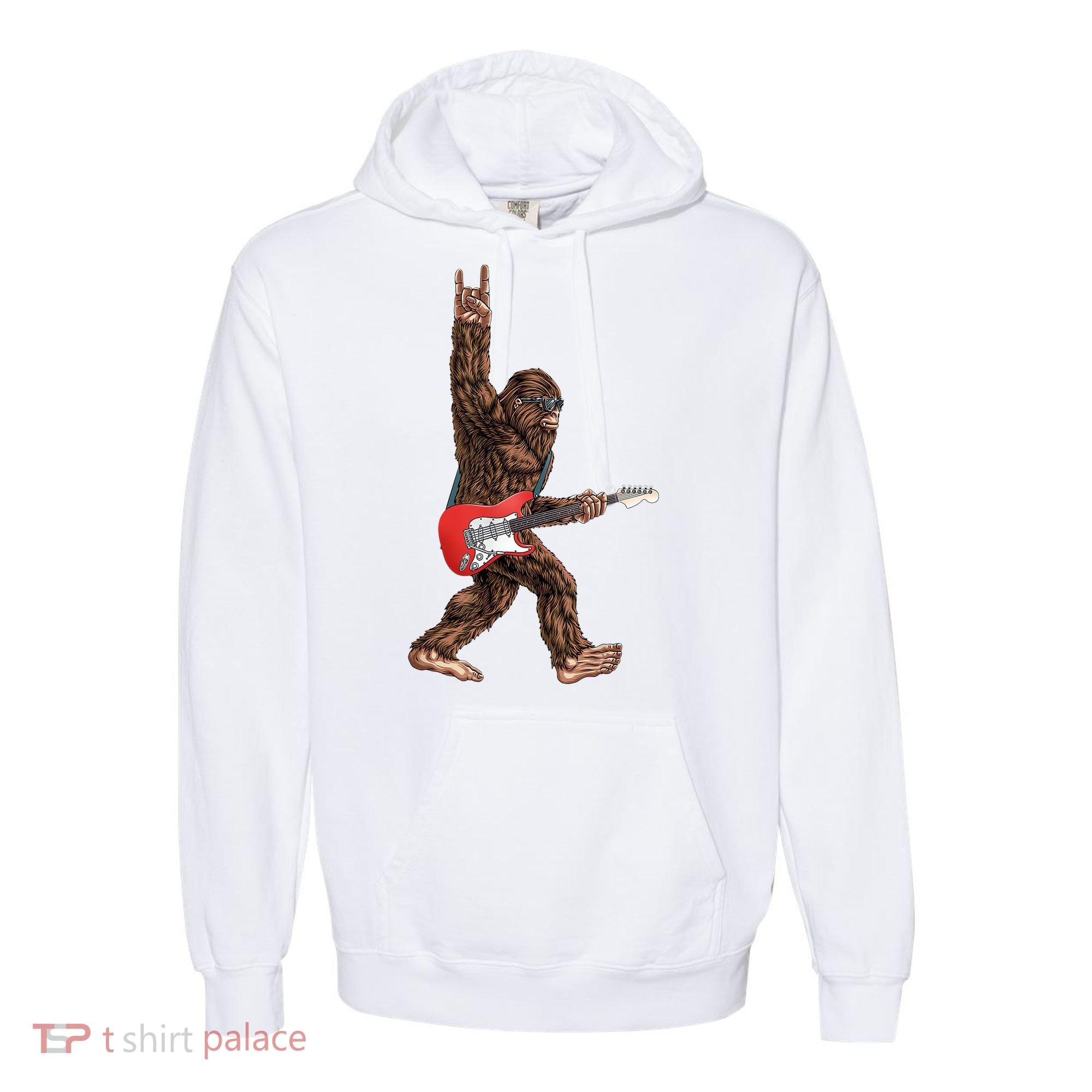 Bigfoot Rock On Guitar Comfort Colors Garment-Dyed Hooded Sweatshirt