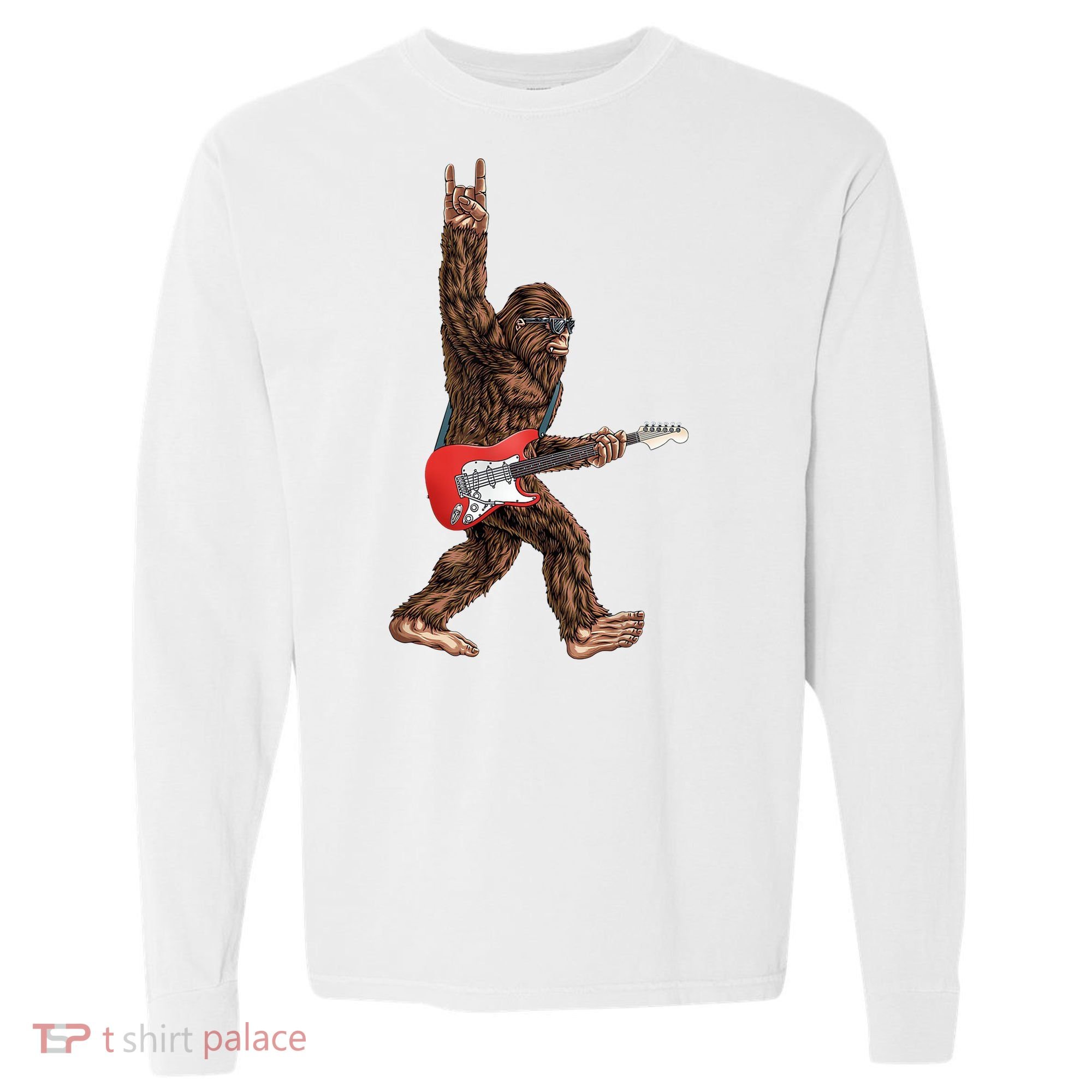 Bigfoot Rock On Guitar Comfort Colors Heavyweight Long Sleeve T-Shirt