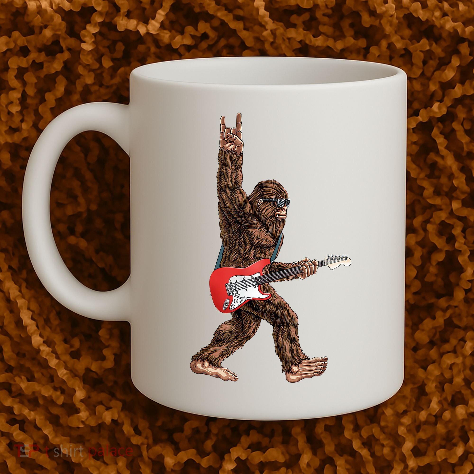 Bigfoot Rock On Guitar Coffee Mug
