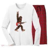 Bigfoot Rock On Guitar Women's Long Sleeve Flannel Pajama Set  thumb 0