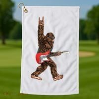 Bigfoot Rock On Guitar Golf Towel thumb 1