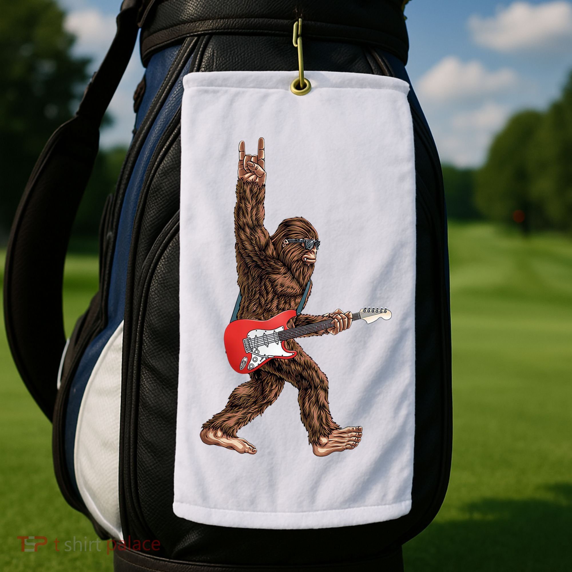 Bigfoot Rock On Guitar Golf Towel