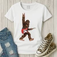 Bigfoot Rock On Guitar Women's T-Shirt thumb 3