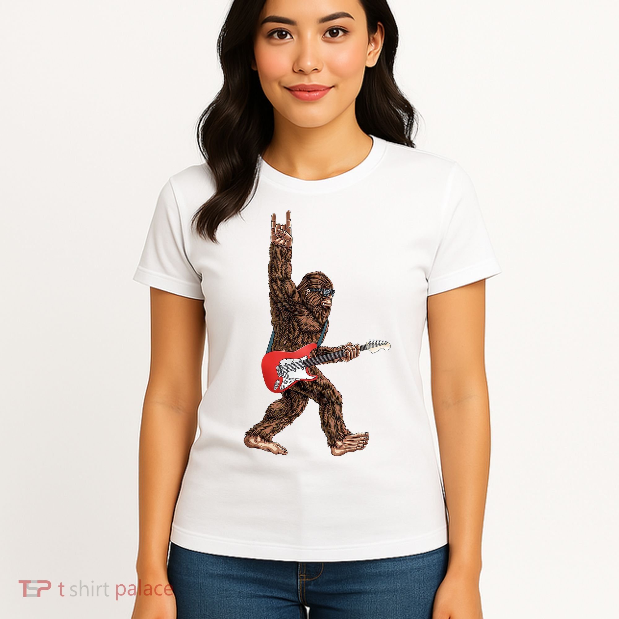 Bigfoot Rock On Guitar Women's T-Shirt