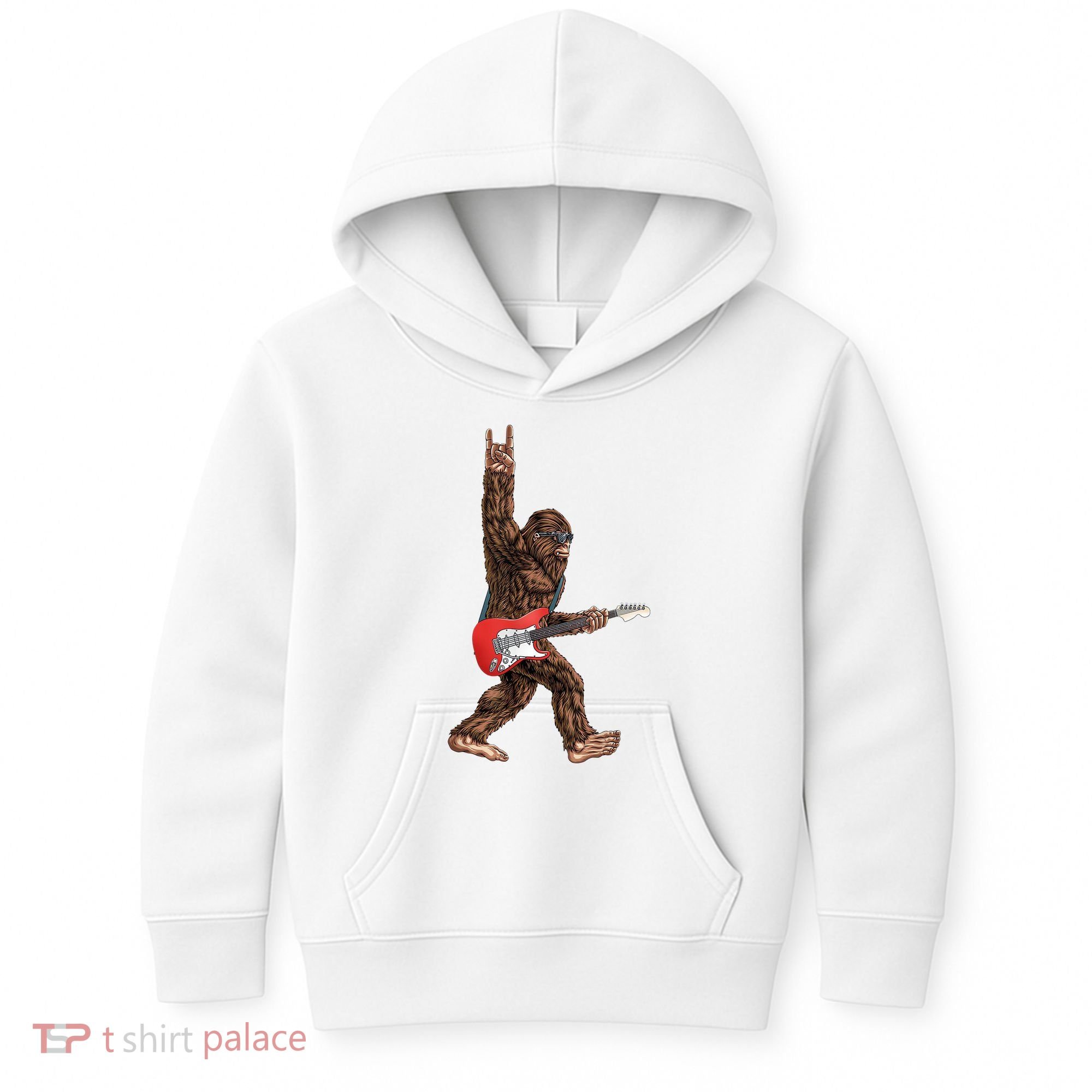 Bigfoot Rock On Guitar Kids Hoodie
