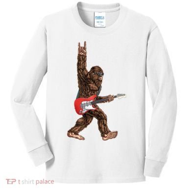 Bigfoot Rock On Guitar Kids Long Sleeve Shirt