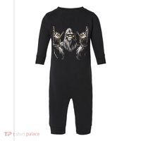 Bigfoot Rock On Sasquatch Rock And Roll Funny Rocker Infant Fleece One Piece thumb 0