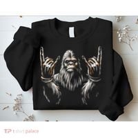 Bigfoot Rock On Sasquatch Rock And Roll Funny Rocker Sweatshirt thumb 2