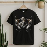 Bigfoot Rock On Sasquatch Rock And Roll Funny Rocker T-Shirt thumb 2