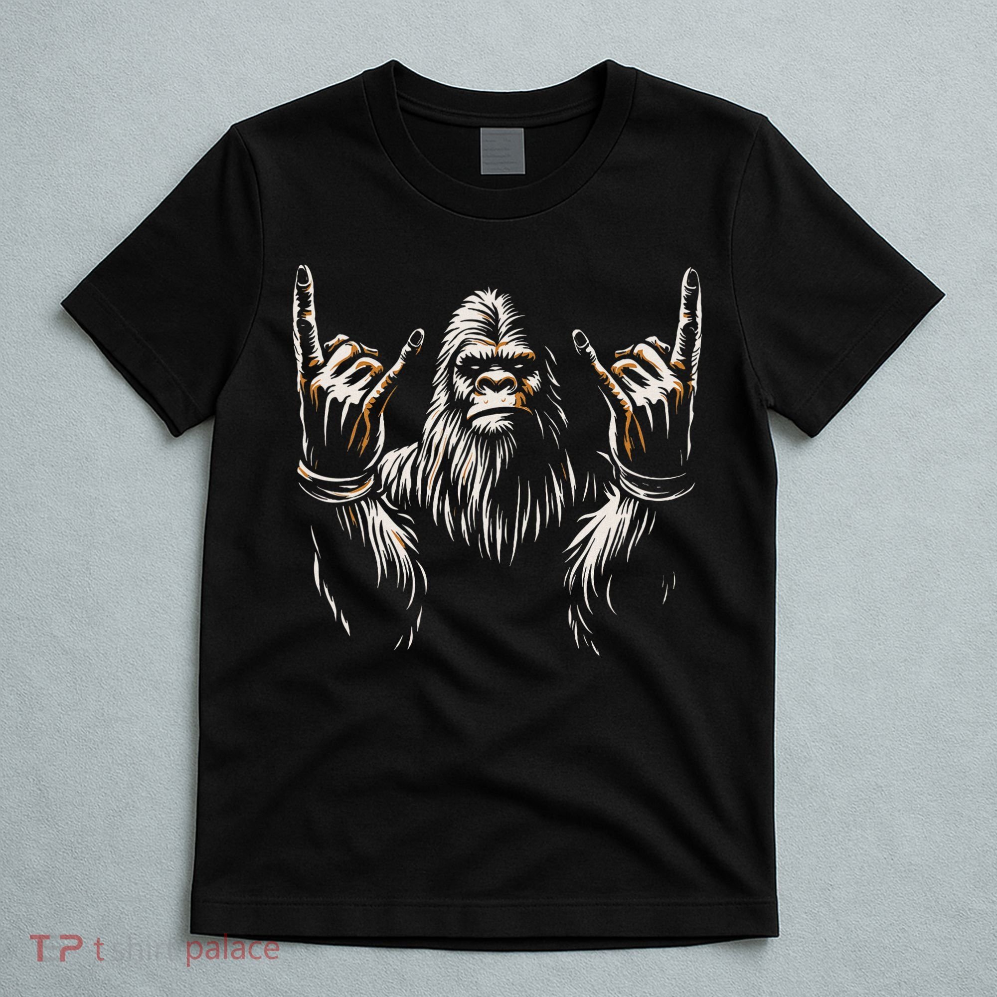 Bigfoot Rock On Sasquatch Rock And Roll Funny Rocker T-Shirt