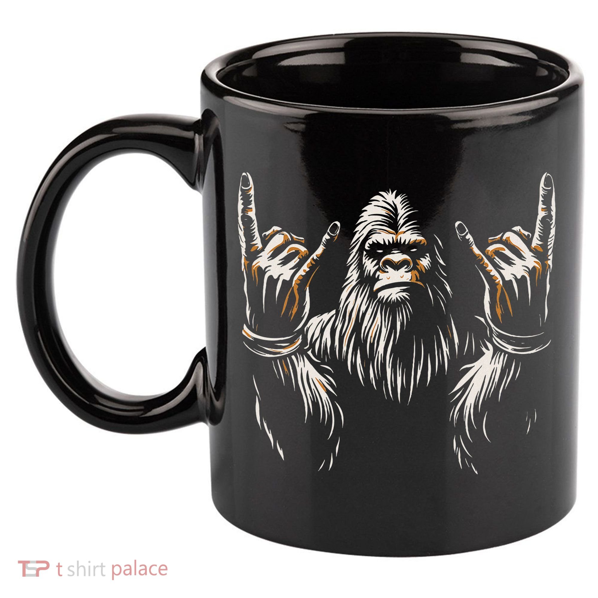 Bigfoot Rock On Sasquatch Rock And Roll Funny Rocker 11oz C Handle Ceramic Mug