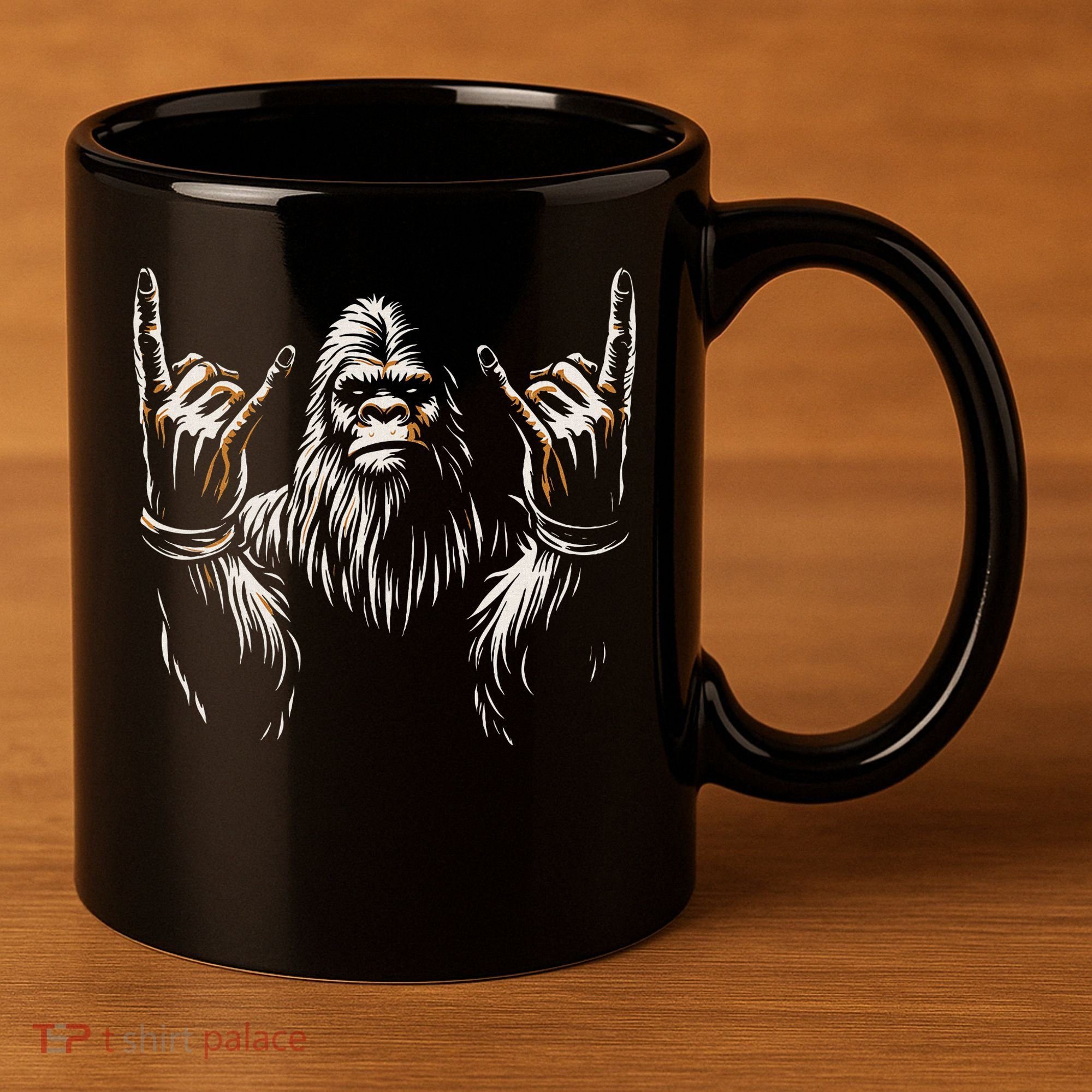 Bigfoot Rock On Sasquatch Rock And Roll Funny Rocker 11oz C Handle Ceramic Mug