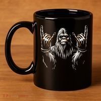Bigfoot Rock On Sasquatch Rock And Roll Funny Rocker 11oz C Handle Ceramic Mug thumb 4
