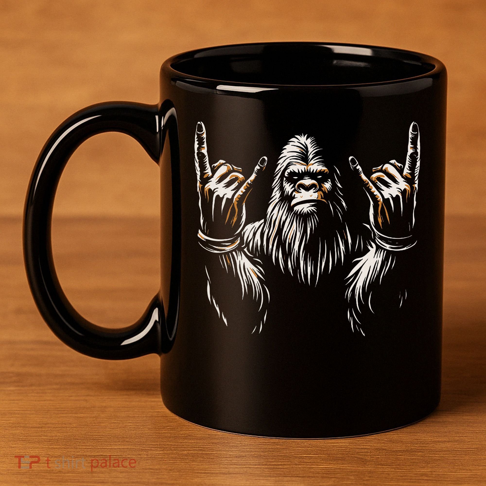Bigfoot Rock On Sasquatch Rock And Roll Funny Rocker 11oz C Handle Ceramic Mug