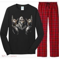 Bigfoot Rock On Sasquatch Rock And Roll Funny Rocker Long Sleeve Pajama Set thumb 0