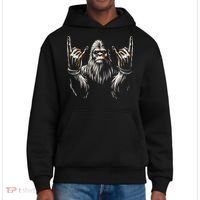 Bigfoot Rock On Sasquatch Rock And Roll Funny Rocker District V.I.T. Heavyweight Hoodie thumb 0