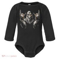 Bigfoot Rock On Sasquatch Rock And Roll Funny Rocker Baby Long Sleeve Bodysuit thumb 0