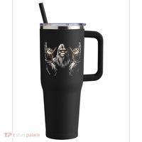 Bigfoot Rock On Sasquatch Rock And Roll Funny Rocker 40oz Vacuum Insulated Stainless Steel Travel Tumbler thumb 0