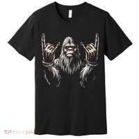 Bigfoot Rock On Sasquatch Rock And Roll Funny Rocker Premium T-Shirt thumb 0