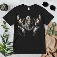 Bigfoot Rock On Sasquatch Rock And Roll Funny Rocker Premium T-Shirt thumb 2