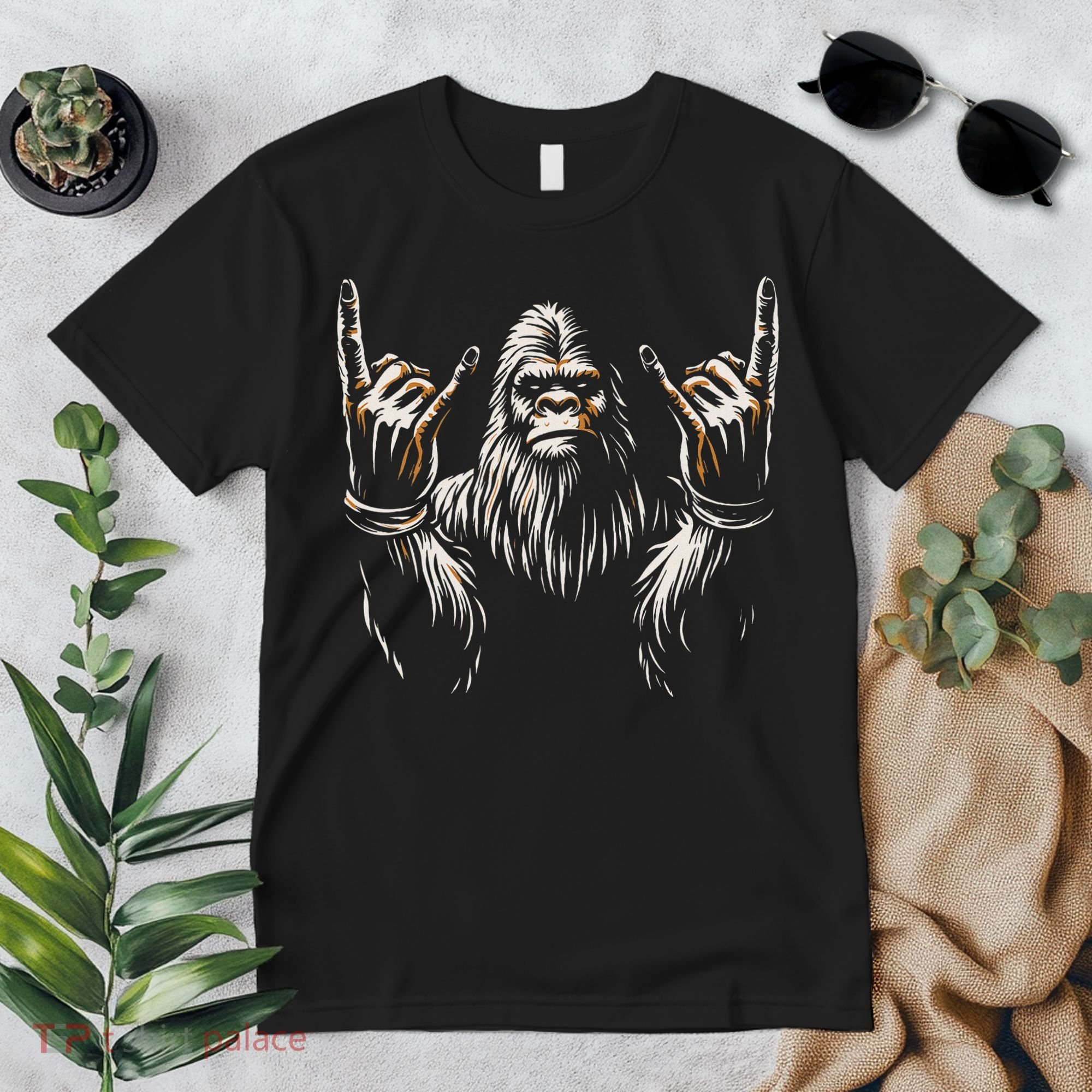 Bigfoot Rock On Sasquatch Rock And Roll Funny Rocker Premium T-Shirt