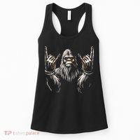 Bigfoot Rock On Sasquatch Rock And Roll Funny Rocker Women's Tank Top thumb 0